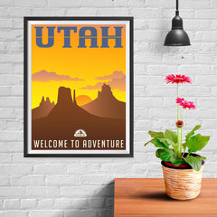 Ezposterprints - UTAH Retro Travel Poster - 12x16 ambiance display photo sample