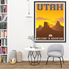 Ezposterprints - UTAH Retro Travel Poster - 36x48 ambiance display photo sample