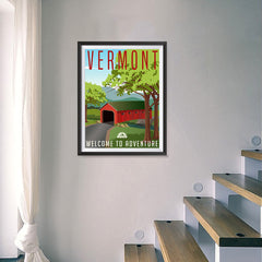 Ezposterprints - VERMONT Retro Travel Poster - 18x24 ambiance display photo sample
