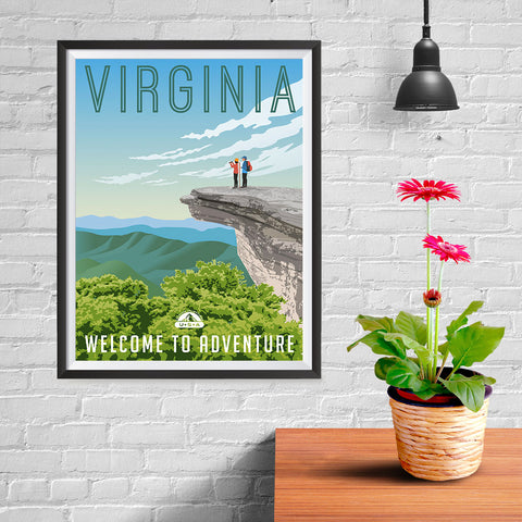 Ezposterprints - VIRGINIA Retro Travel Poster - 12x16 ambiance display photo sample
