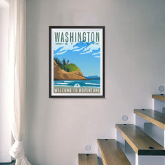 Ezposterprints - WASHINGTON Retro Travel Poster - 18x24 ambiance display photo sample