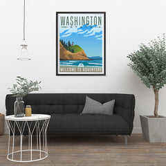 Ezposterprints - WASHINGTON Retro Travel Poster - 24x32 ambiance display photo sample