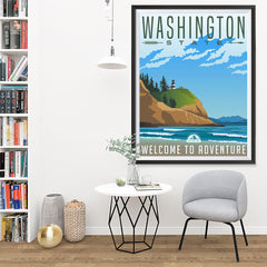 Ezposterprints - WASHINGTON Retro Travel Poster - 36x48 ambiance display photo sample