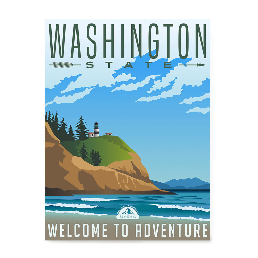 Ezposterprints - WASHINGTON Retro Travel Poster