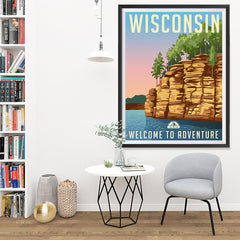 Ezposterprints - WISCONSIN Retro Travel Poster - 36x48 ambiance display photo sample