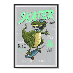 Ezposterprints - Cool 86 T-Rex Skater | Dinosaurs Jurassic Games ambiance display photo sample