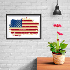 Ezposterprints - Veteran Worn Out USA Flag Poster - 12x08 ambiance display photo sample