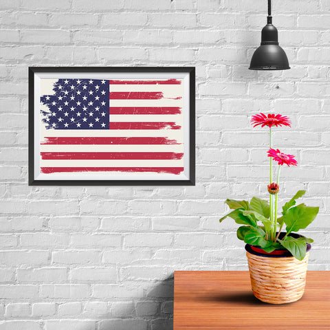 Ezposterprints - Grunge Worn Out USA Flag Poster - 12x08 ambiance display photo sample