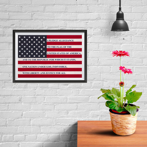 Ezposterprints - The USA Flag with Pledge Of Allegiance Poster - 12x08 ambiance display photo sample