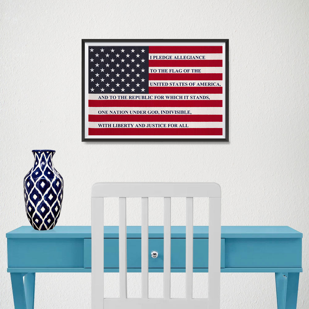 Ezposterprints - The USA Flag with Pledge Of Allegiance Poster - 18x12 ambiance display photo sample