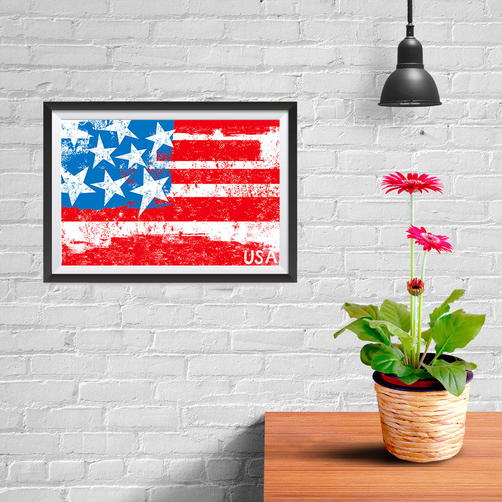 Ezposterprints - Retro USA Flag Poster - 12x08 ambiance display photo sample