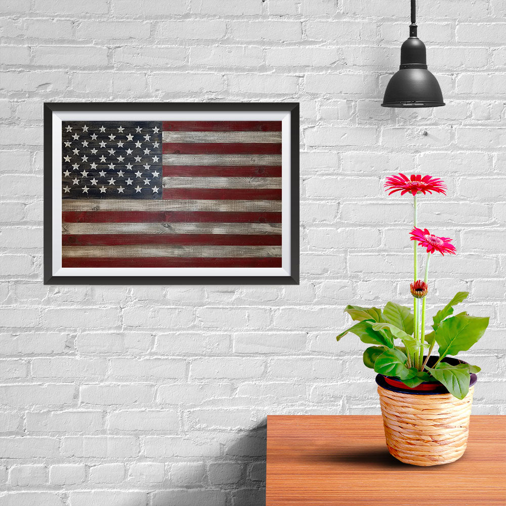 Ezposterprints - Rustic USA Flag Poster - 12x08 ambiance display photo sample
