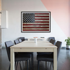 Ezposterprints - Rustic USA Flag Poster - 48x32 ambiance display photo sample