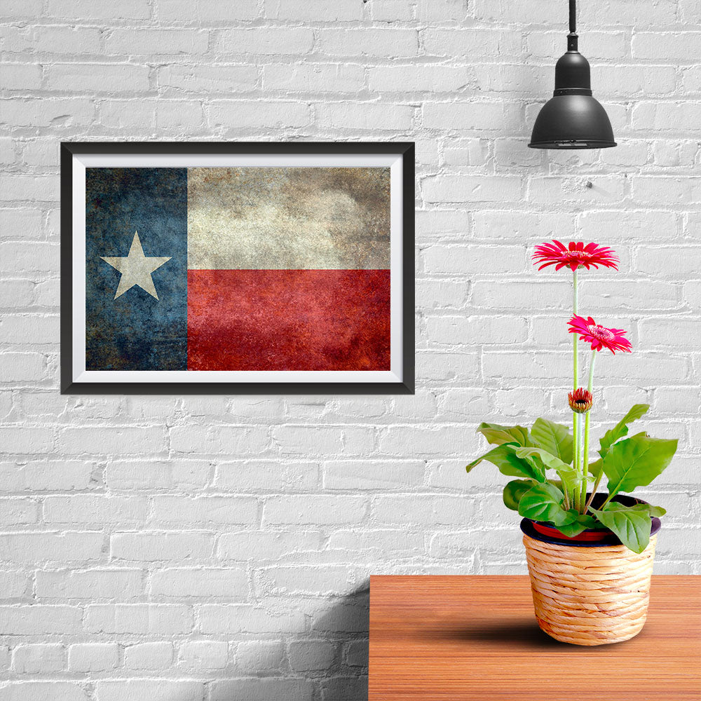 Ezposterprints - Texas Style Lonely Star USA Flag Poster - 12x08 ambiance display photo sample