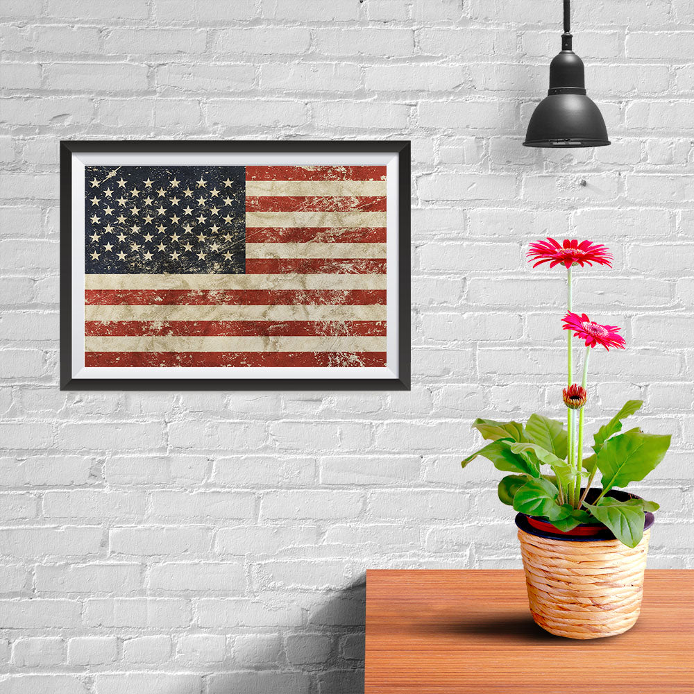 Ezposterprints - Vintage USA Flag Poster - 12x08 ambiance display photo sample
