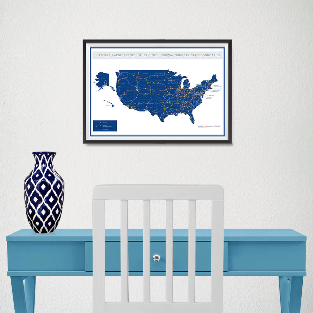 Ezposterprints - United States Road Map at a Glance Poster - 18x12 ambiance display photo sample
