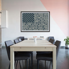 Ezposterprints - The US Flag with State Names on Black - 48x32 ambiance display photo sample