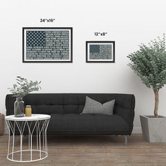 Ezposterprints - The US Flag with State Names on Black ambiance display photo sample