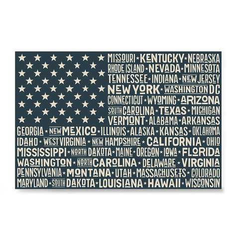 Ezposterprints - The US Flag with State Names on Black