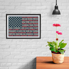 Ezposterprints - The US Flag with State Names Red - 12x08 ambiance display photo sample