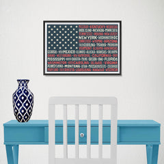 Ezposterprints - The US Flag with State Names Red - 18x12 ambiance display photo sample