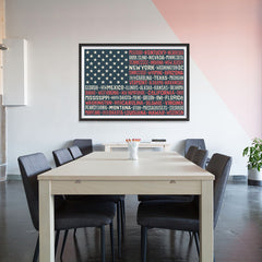 Ezposterprints - The US Flag with State Names Red - 48x32 ambiance display photo sample