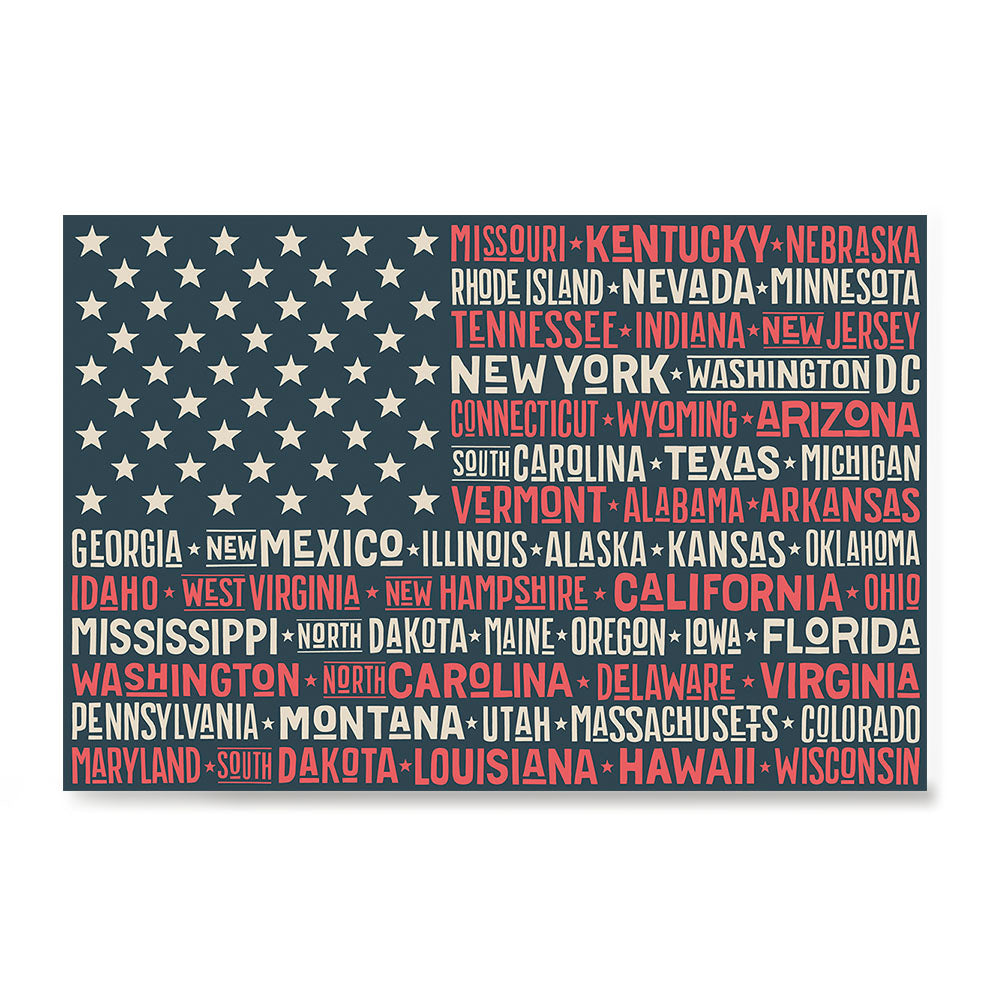 Ezposterprints - The US Flag with State Names Red