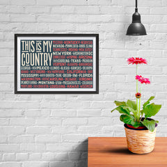 Ezposterprints - This is My Country Flag of The US with State Names Red - 12x08 ambiance display photo sample