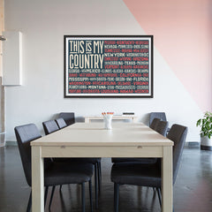 Ezposterprints - This is My Country Flag of The US with State Names Red - 48x32 ambiance display photo sample
