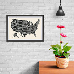 Ezposterprints - The United States of America States Map in Black and White - 12x08 ambiance display photo sample
