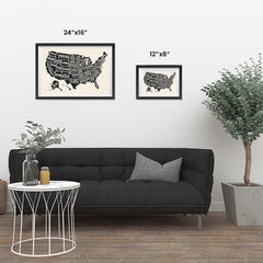 Ezposterprints - The United States of America States Map in Black and White ambiance display photo sample