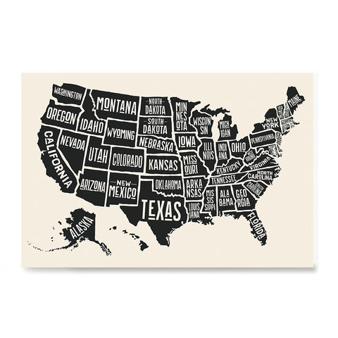 Ezposterprints - The United States of America States Map in Black and White