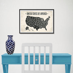 Ezposterprints - The United States of America States Map with Black Title - 18x12 ambiance display photo sample