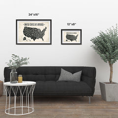 Ezposterprints - The United States of America States Map with Black Title ambiance display photo sample