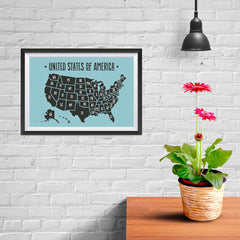Ezposterprints - The United States of America States Map in Blue and Black - 12x08 ambiance display photo sample