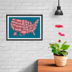 Ezposterprints - The United States of America States Map in Blue and Red - 12x08 ambiance display photo sample
