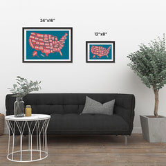 Ezposterprints - The United States of America States Map in Blue and Red ambiance display photo sample