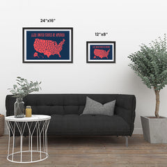 Ezposterprints - The United States of America States Map in Red and Navy ambiance display photo sample