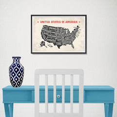 Ezposterprints - The United States of America States Map with Red Title - 18x12 ambiance display photo sample