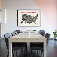 Ezposterprints - The United States of America States Map with Red Title - 48x32 ambiance display photo sample