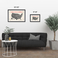 Ezposterprints - The United States of America States Map with Red Title ambiance display photo sample