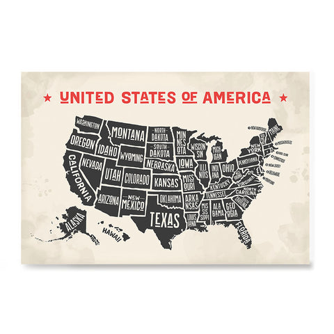 Ezposterprints - The United States of America States Map with Red Title