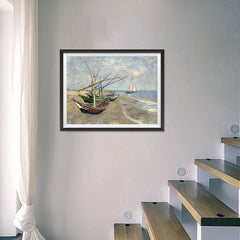 Ezposterprints - Fishing Boats On The Beach | Van Gogh Art Reproduction - 24x18 ambiance display photo sample