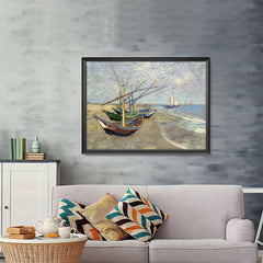 Ezposterprints - Fishing Boats On The Beach | Van Gogh Art Reproduction - 48x36 ambiance display photo sample