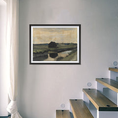 Ezposterprints - Landscape With A Stack Of Peat | Van Gogh Art Reproduction - 24x18 ambiance display photo sample
