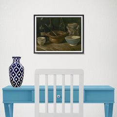 Ezposterprints - Still Life With Earthenware And Bottles | Van Gogh Art Reproduction - 16x12 ambiance display photo sample