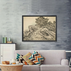 Ezposterprints - The Rock Of Montmajour With Pine Trees | Van Gogh Art Reproduction - 48x36 ambiance display photo sample