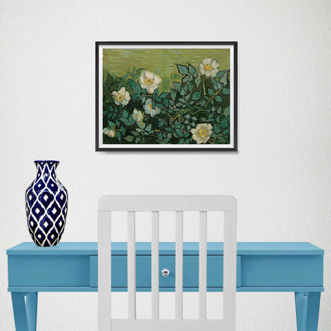 Ezposterprints - Wild Roses | Van Gogh Art Reproduction - 16x12 ambiance display photo sample