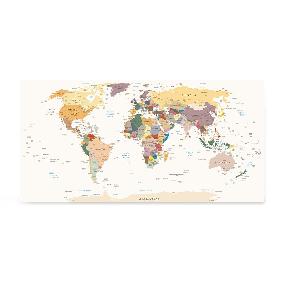 Ezposterprints - Retro World Map - Robinson projection
