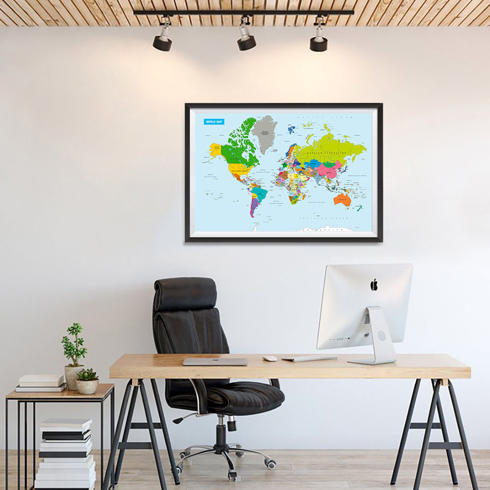 Ezposterprints - Vivid World Map - Mercator projection - 36x24 ambiance display photo sample